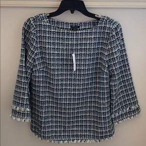 Ann Taylor NWT boucle 3/4 sleeve square neck top